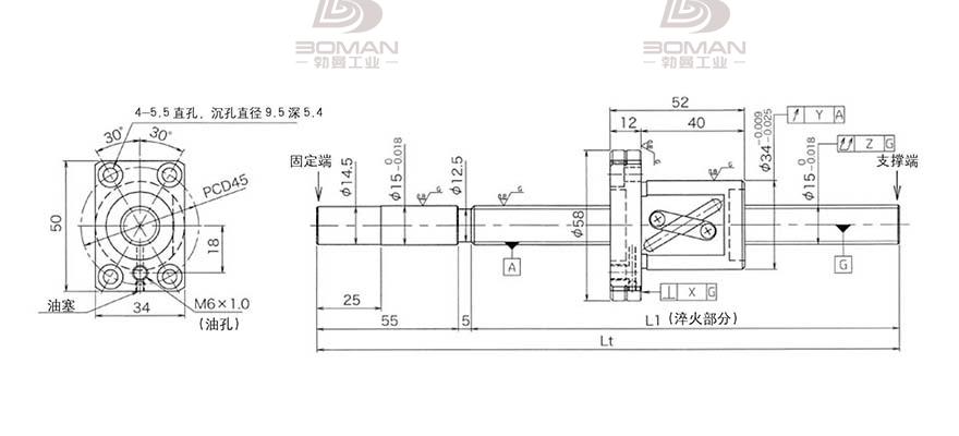 KURODA GG1510DS-BALR-0900A 黑田丝杆替换尺寸图解