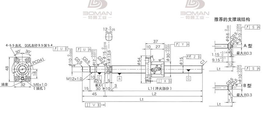 KURODA GP1502DS-BAPR-0300B-C3S 黑田丝杆型号含义对照表