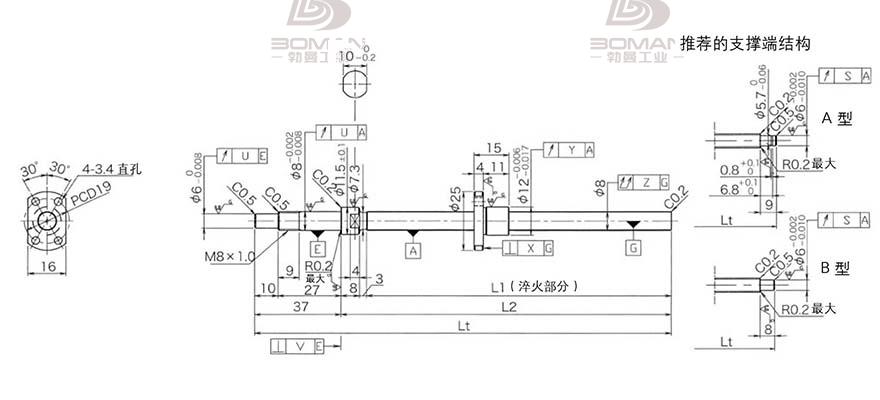 KURODA DP0801JS-HDNR-0260B-C3S 黑田丝杆替换尺寸图解视频